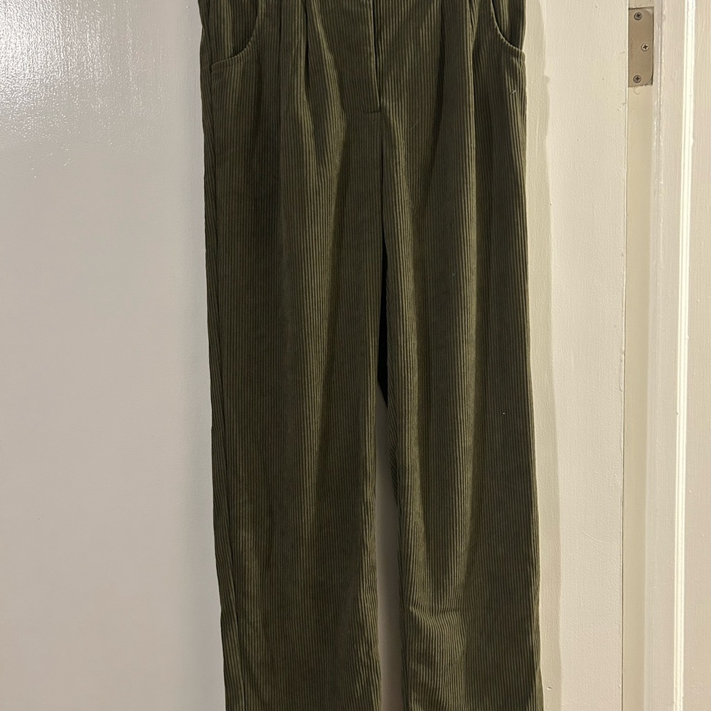 HALARA Olive Corduroy Straight Leg Pants